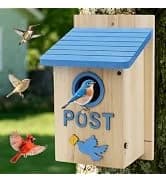Bird Houses for Outside Real Wood-Look Resin Bird House with Hanging Chain – Waterproof and Durable Forest — collection imagery