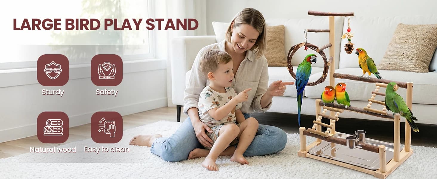 Bird Playground Wooden Parrot Stand for Small and Medium Birds — product details