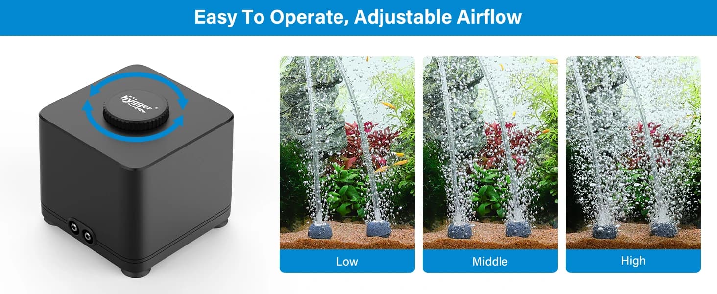 Aquarium Air Pump — Quiet Adjustable Fish Tank Air Pump — product details