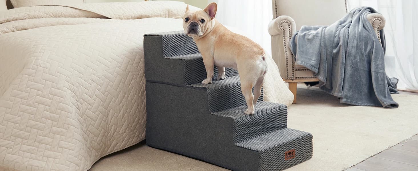 Dog Stairs for Bed 18" H — 4-Step Dog Steps for High Bed — product details