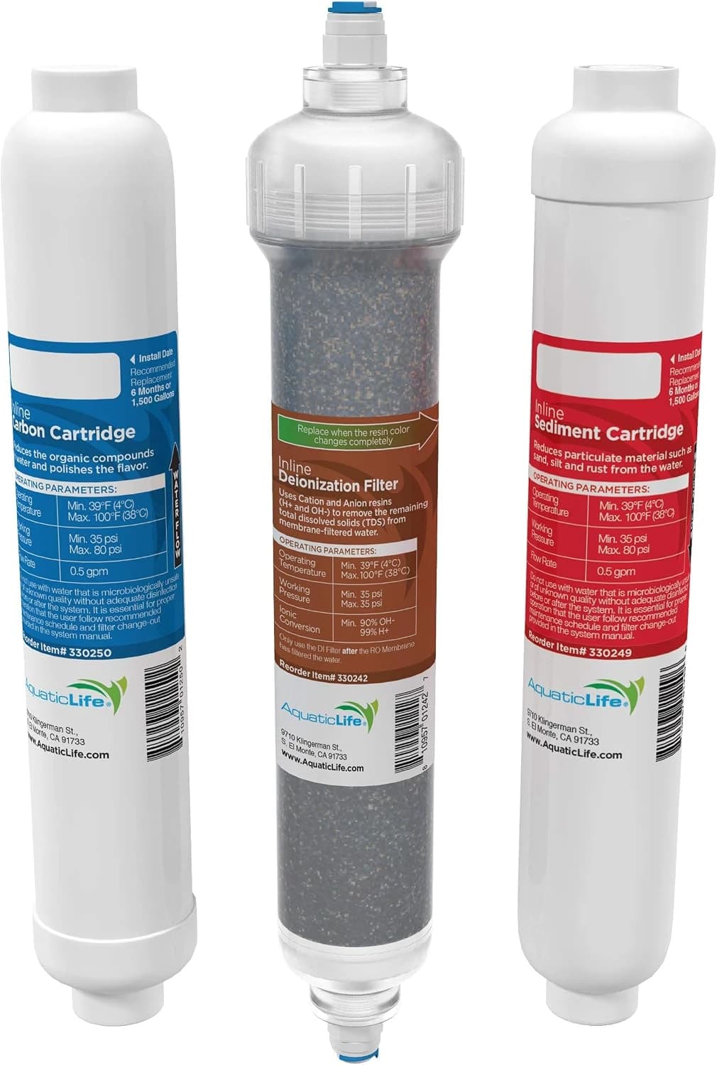 AquaticLife RO Buddie Inline Filter Cartridge Set — 3-Pack