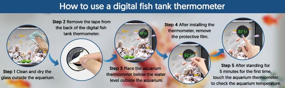 Fish Tank Thermometer Aquarium Thermometer Wireless Touch Stick Digital Aquarium Thermometer LED Display ±1°F — collection imagery