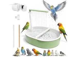Indoor Bird Bath Fountain — Dual Rainfall Parrot Shower with Anti-Clog Pump and Filter Sponge — collection imagery