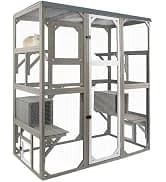 Outdoor Cat Catio Enclosures Large Wooden Cat House Patio for Indoor Cats Feral Cat Shelter with 2 Espace Doors — collection imagery