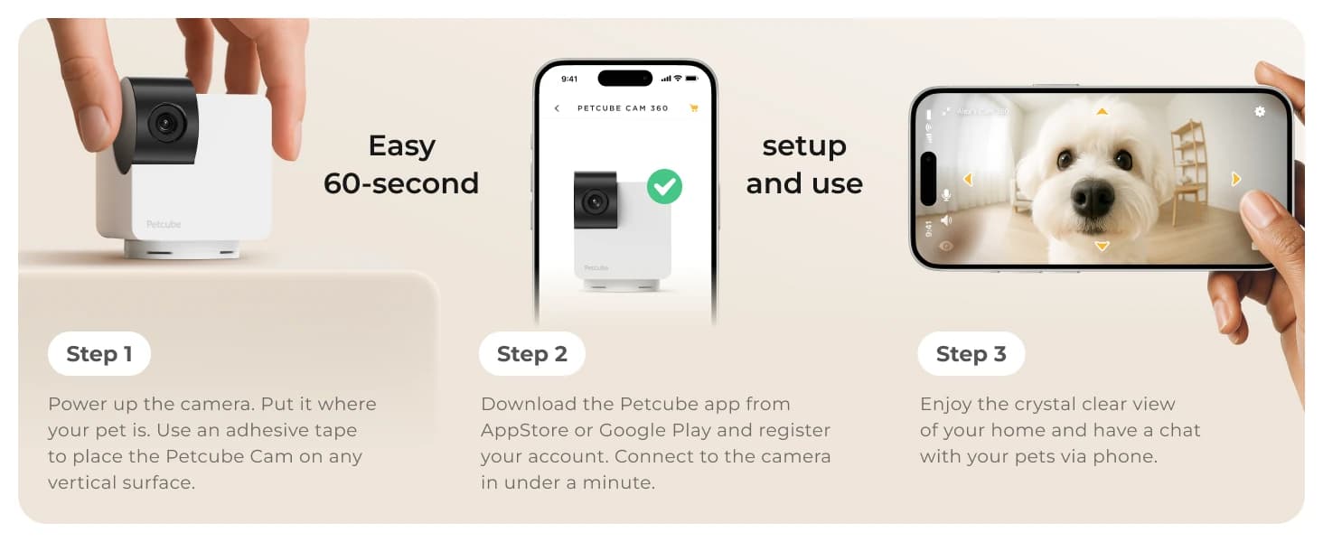 Cam 360 – Wi-Fi Pan-Tilt Pet Security Camera with App — product details