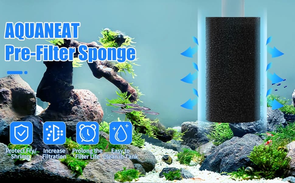 6-Pack Pre-Filter Sponge for Aquarium Shrimp Fry Fish Tank Filter 0.8” Intake — product details