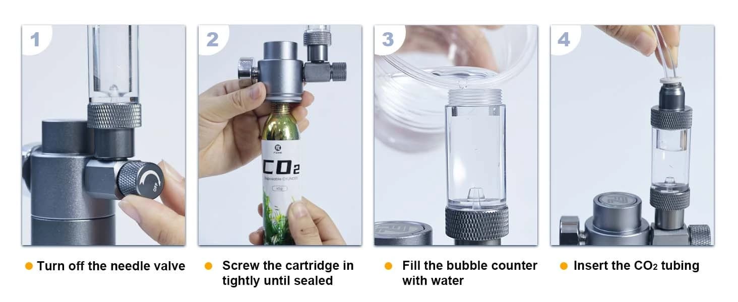 Desktop Aquarium CO2 System,45g CO2 Cartridge,5/8" & 3/8" Compatible — INSTALLATION GUID