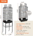 64-inch Open Top Large Parrot Bird Cage with Detachable Rolling Stand for Parakeets Finches Canaries Lovebirds