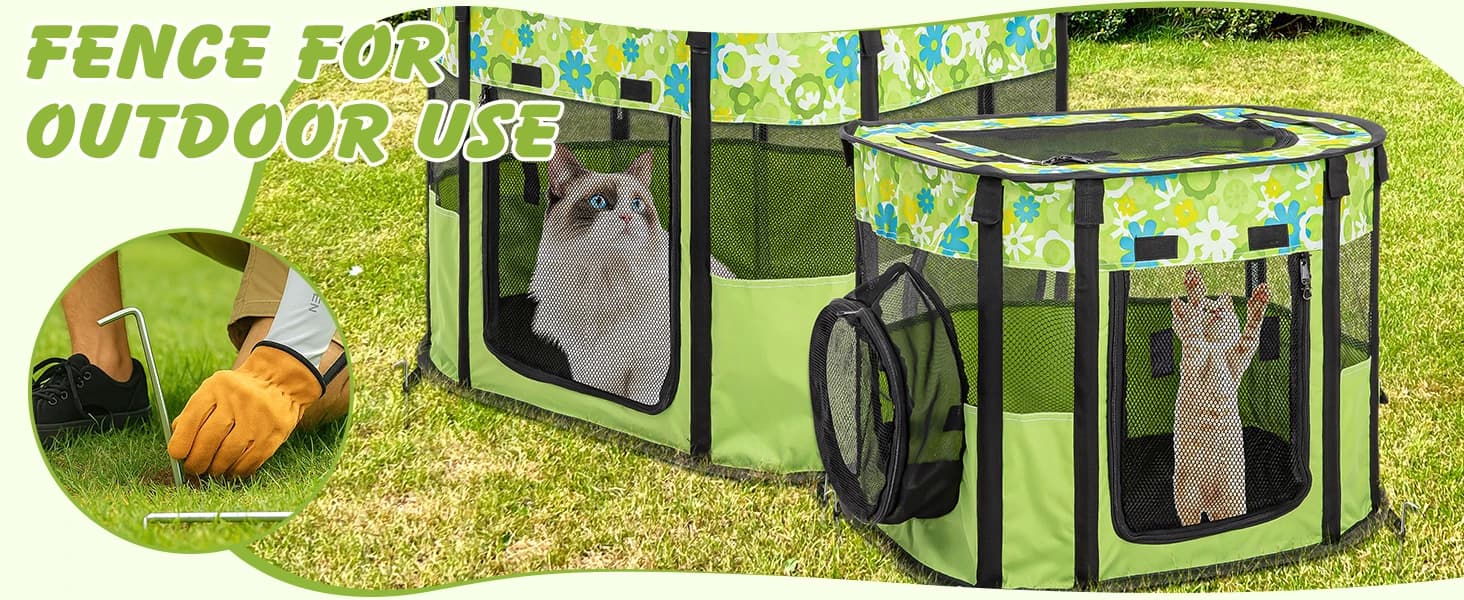 Portable Cat Playpen — Foldable Indoor and Outdoor Pet Tent with 2 Areas — product details