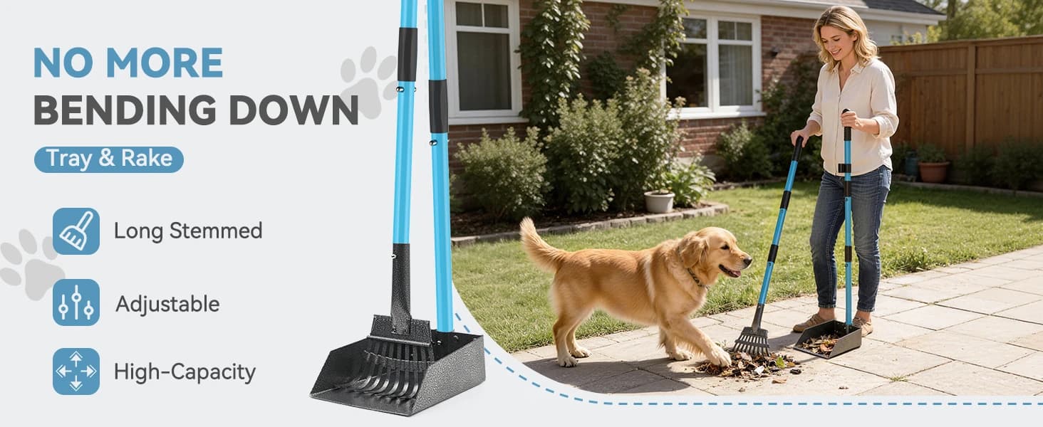 Dog Pooper Scooper — Stainless Metal Poop Scooper for Yard Long Handle — product details