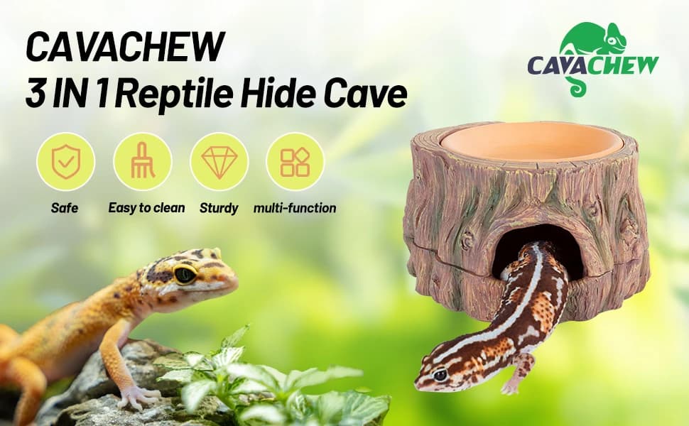 3 in 1 Reptile Hide Cave with Detachable Base and Humidity Dish — Investing in a high-quality hideout is essential for the health and happiness of Reptiles and Amphibian