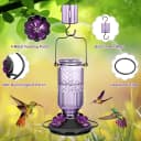 Glass Hummingbird Feeder for Outdoors Hanging