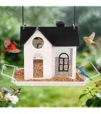 Bird Houses for Outside Real Wood-Look Resin Bird House with Hanging Chain – Waterproof and Durable Forest — collection imagery