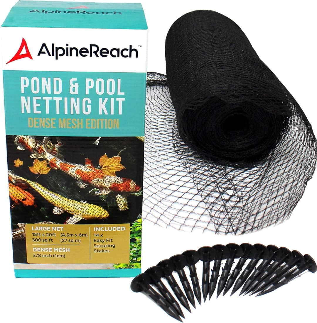 Koi Pond Netting Kit 15 x 20 ft Black Heavy Duty Woven Fine Mesh Net Cover for Leaves - Protects Koi Fish from