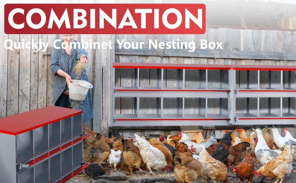 Chicken Nesting Boxes - 10 Compartment Metal Poultry Nest Box Wall Mount for Chickens — Hens — product details