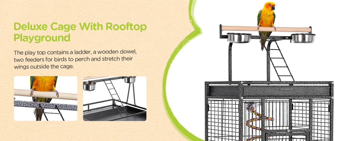 61" Playtop Parrot Bird Cage with Rolling Stand — product details