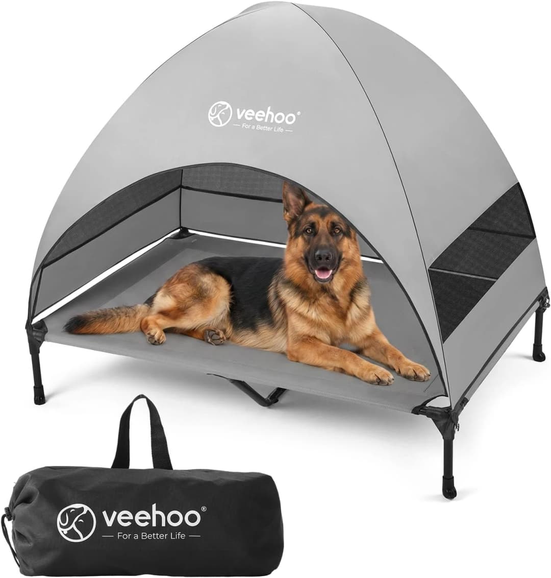 Outdoor Dog Bed with Canopy — Cooling Elevated Dog Shade for Outside