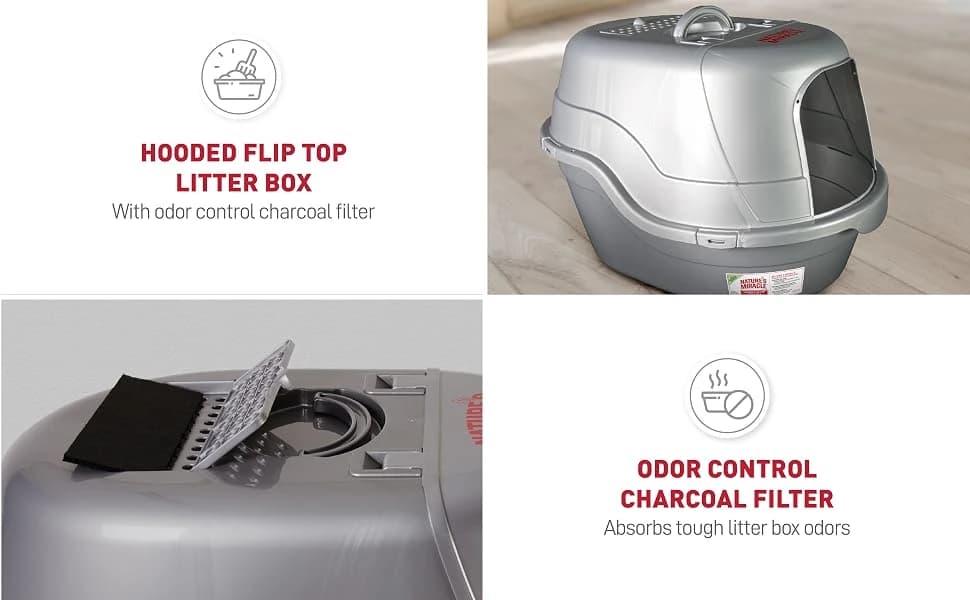 Hooded Flip Top Cat Litter Box with Charcoal Filter — product details