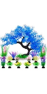 Aquarium Plants — 20 Pack Artificial Fish Tank Plants for Aquarium Decorations (Green) — product details