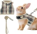 Plaid Breathable Rabbit Harness and Leash Set Escape Proof