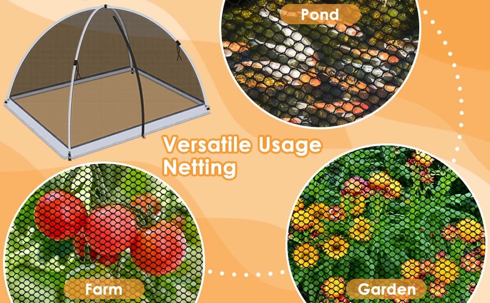 5 * 7ft Pond Cover Dome — Garden Pond Net Pond Mesh Tent with Ropes — Wide Applications