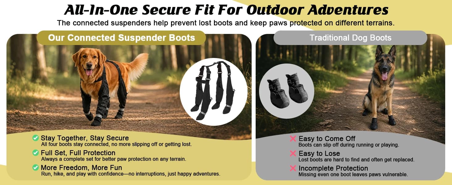 Dog Boots with Suspenders for Large Dogs Waterproof Dog Boots Anti Lost — product details