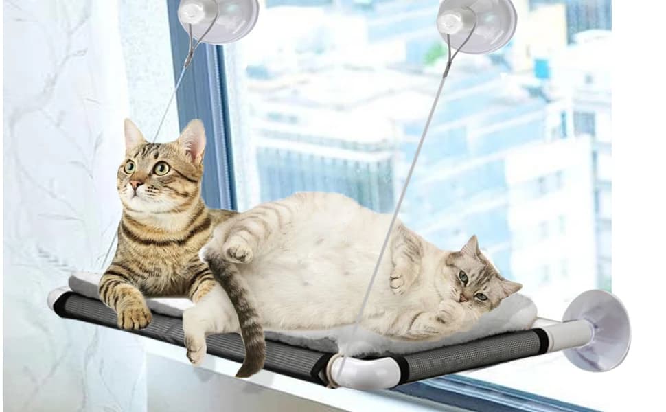 Cat Window Perch — Cat Hammock w/Fleece Blanket Upgraded Screw Suction Cups — product details