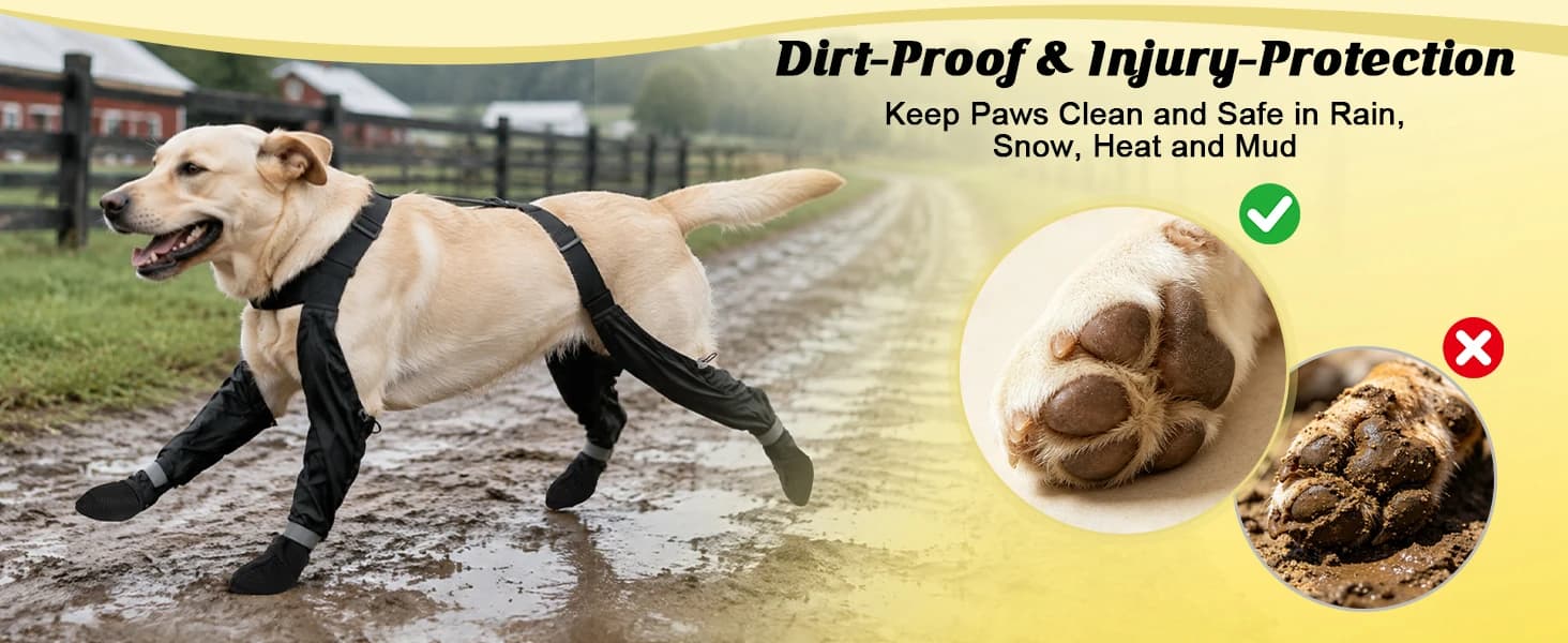 Dog Boots with Suspenders for Large Dogs Waterproof Dog Boots Anti Lost — Why Choose Dog Suspender Rain Boots?