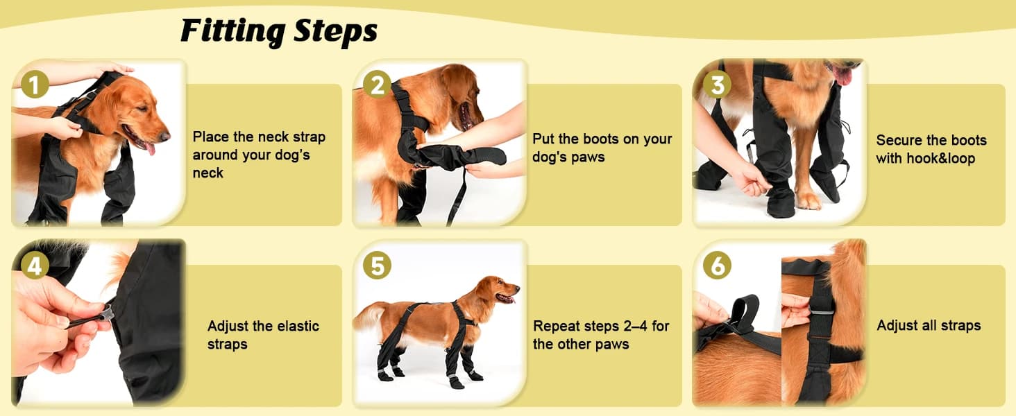 Dog Boots with Suspenders for Large Dogs Waterproof Dog Boots Anti Lost — product details
