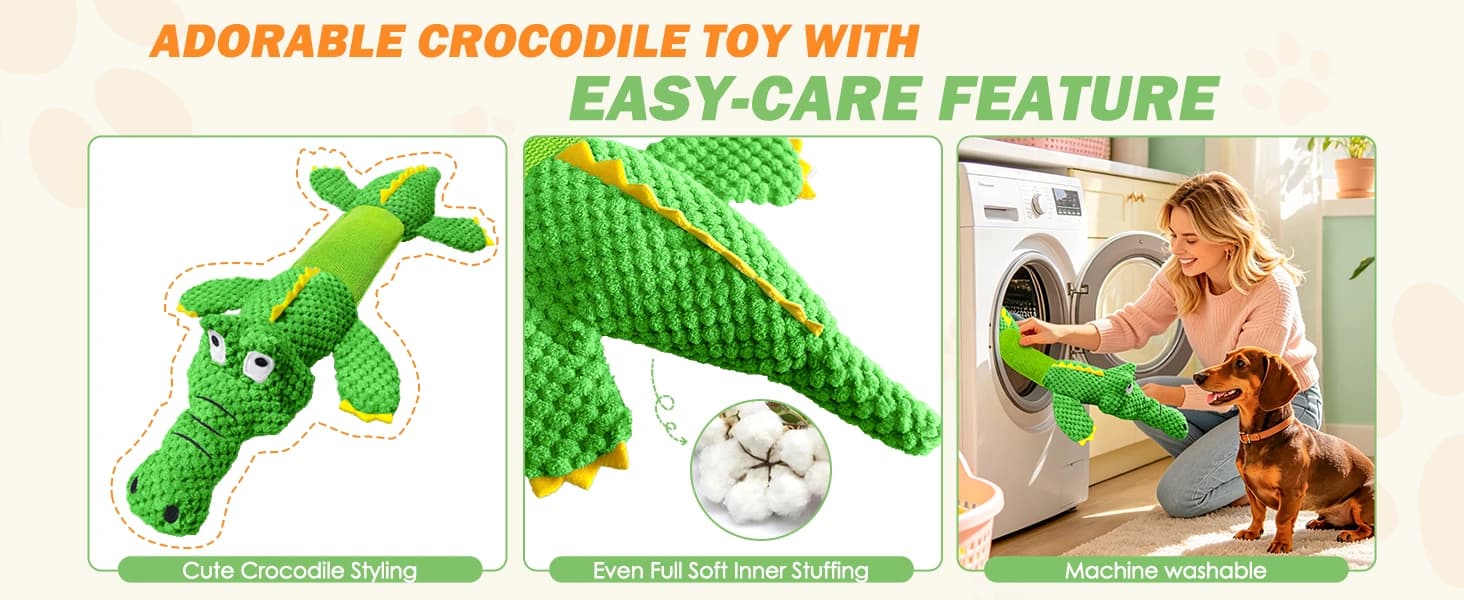 Dog Squeaky Toys Stretchable Crocodile for Interactive Tug of War — product details