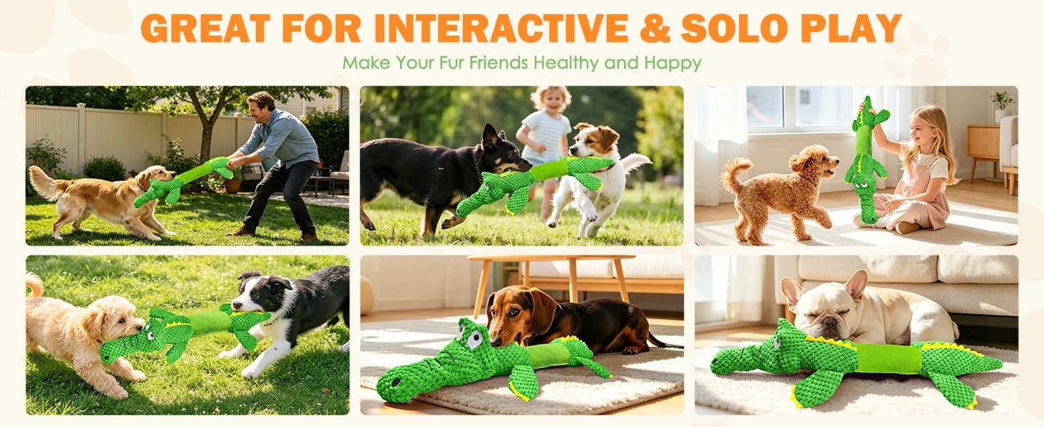 Dog Squeaky Toys Stretchable Crocodile for Interactive Tug of War — product details