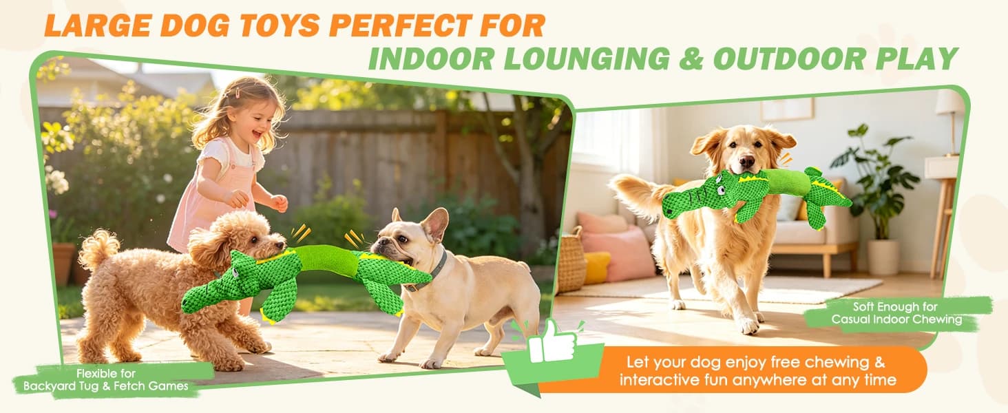 Dog Squeaky Toys Stretchable Crocodile for Interactive Tug of War — product details