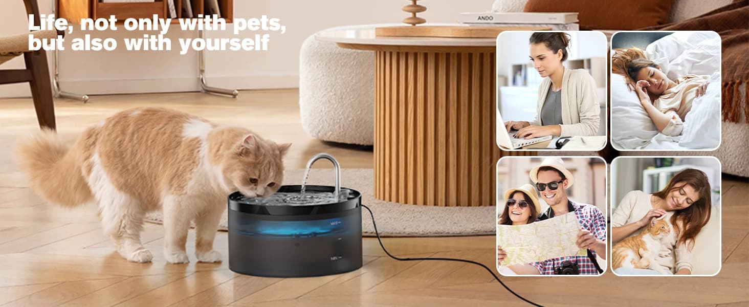 Cat Water Fountain: 108oz/3.2L Cat Fountain Super Silent Pet Drinking Dispenser - Water Fountains for Kitty — product details