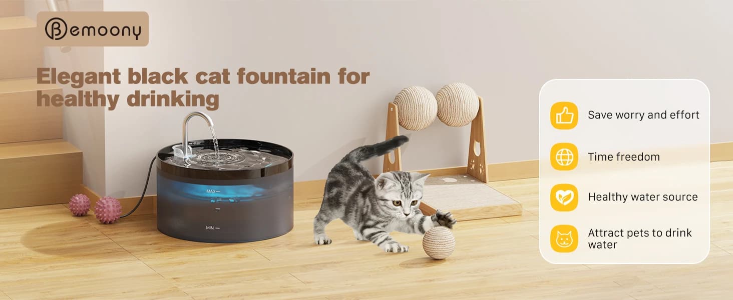 Cat Water Fountain: 108oz/3.2L Cat Fountain Super Silent Pet Drinking Dispenser - Water Fountains for Kitty — product details