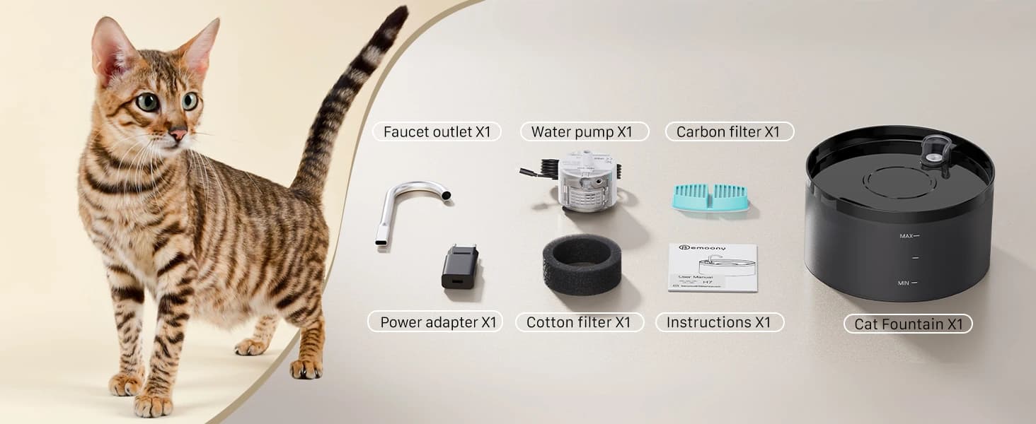 Cat Water Fountain: 108oz/3.2L Cat Fountain Super Silent Pet Drinking Dispenser - Water Fountains for Kitty — product details