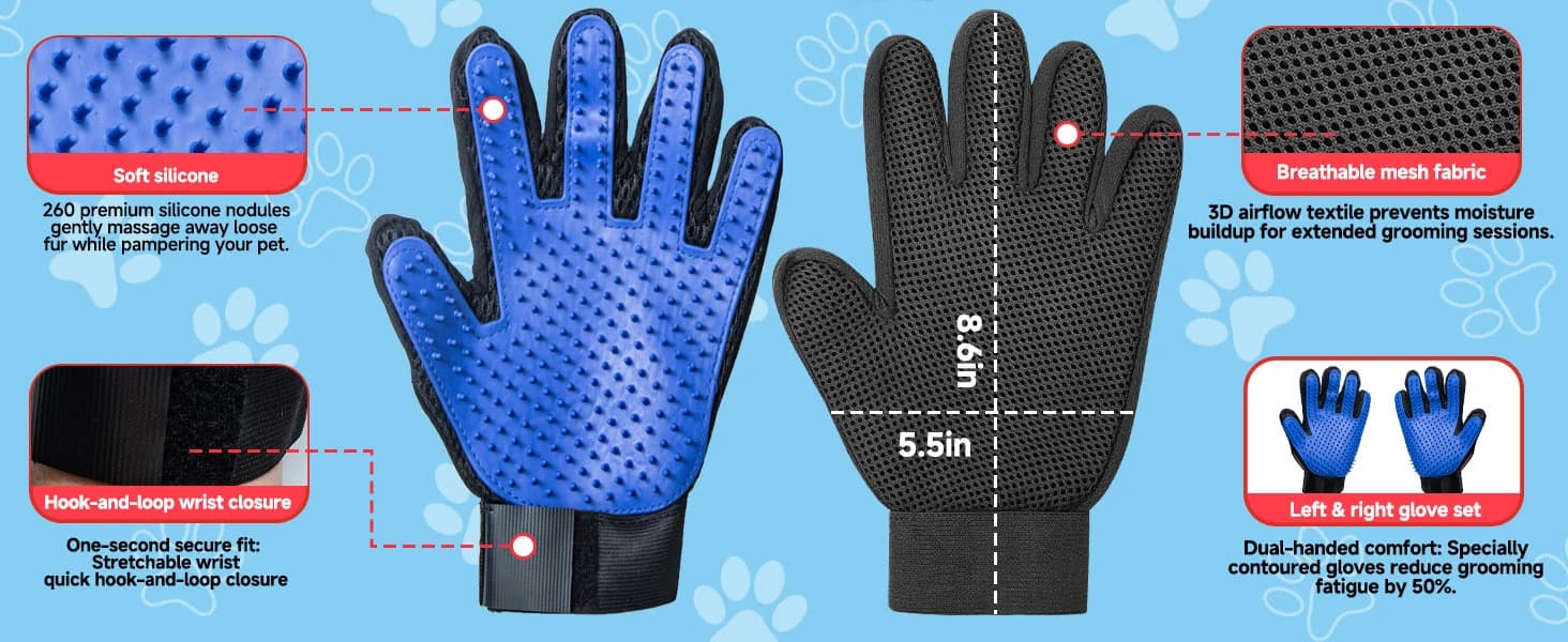 Pet Hair Removal Glove for Dogs and Cats — product details