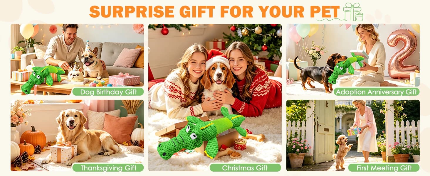 Dog Squeaky Toys Stretchable Crocodile for Interactive Tug of War — product details