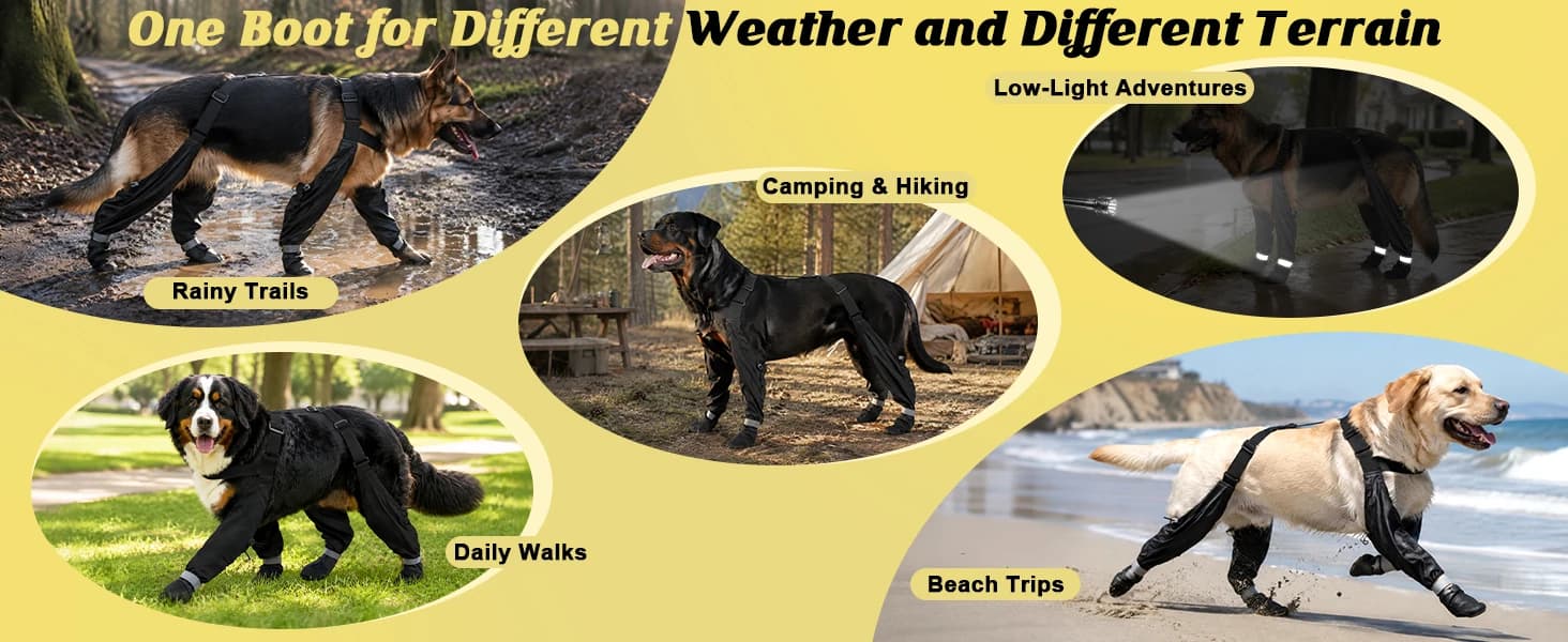 Dog Boots with Suspenders for Large Dogs Waterproof Dog Boots Anti Lost — product details