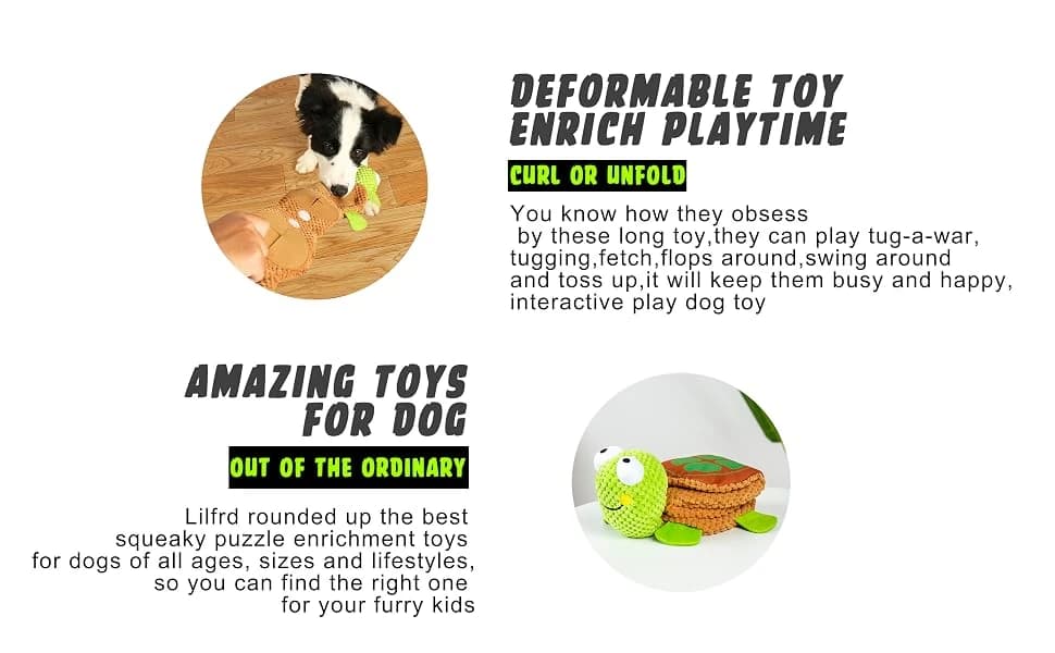 Dog Puzzle Enrichment Toy — Squeaky Crinkle Plush Turtle Puppy Toy — product details