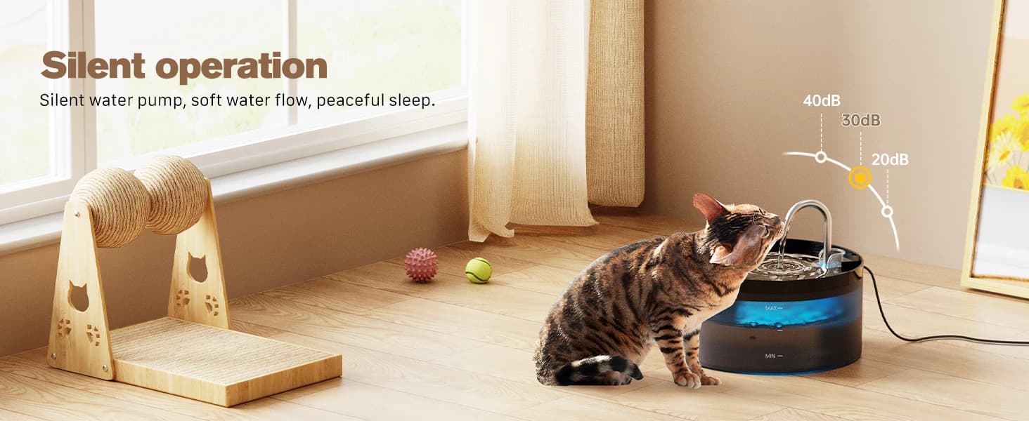 Cat Water Fountain: 108oz/3.2L Cat Fountain Super Silent Pet Drinking Dispenser - Water Fountains for Kitty — product details