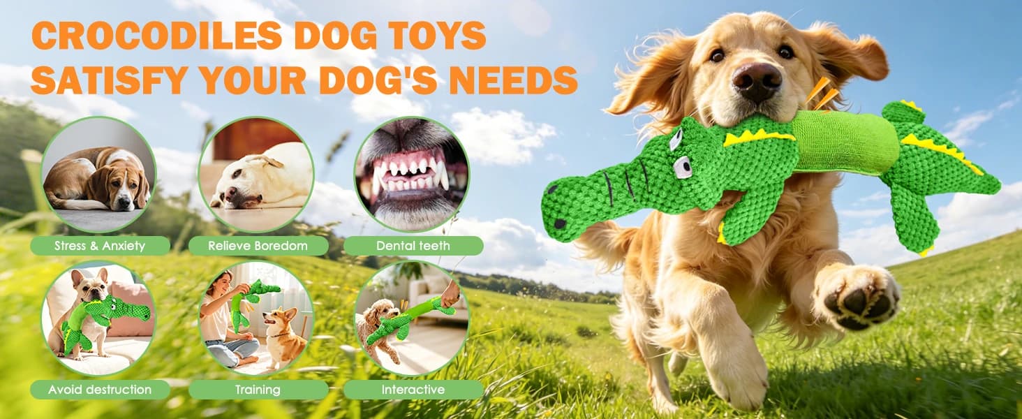 Dog Squeaky Toys Stretchable Crocodile for Interactive Tug of War — product details