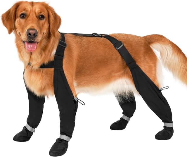 Dog Boots with Suspenders for Large Dogs Waterproof Dog Boots Anti Lost