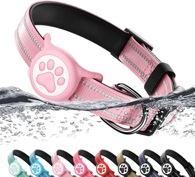 Premium Airtag Dog Collar,with IP68 Waterproof AirTag Holder