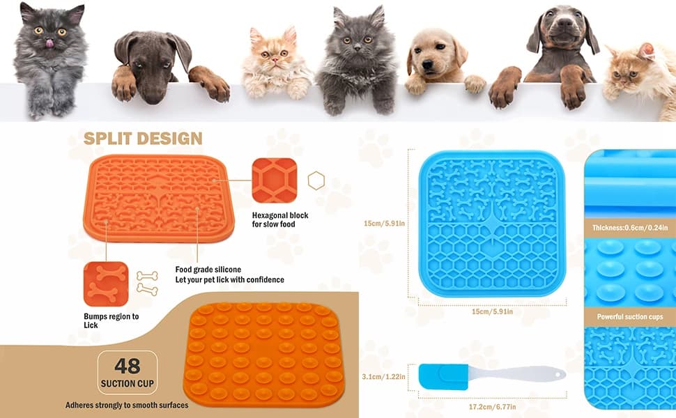 Lick Mat for Dogs - Slow Feeder Licking Mat with Suction Cups for Peanut Butter — product details