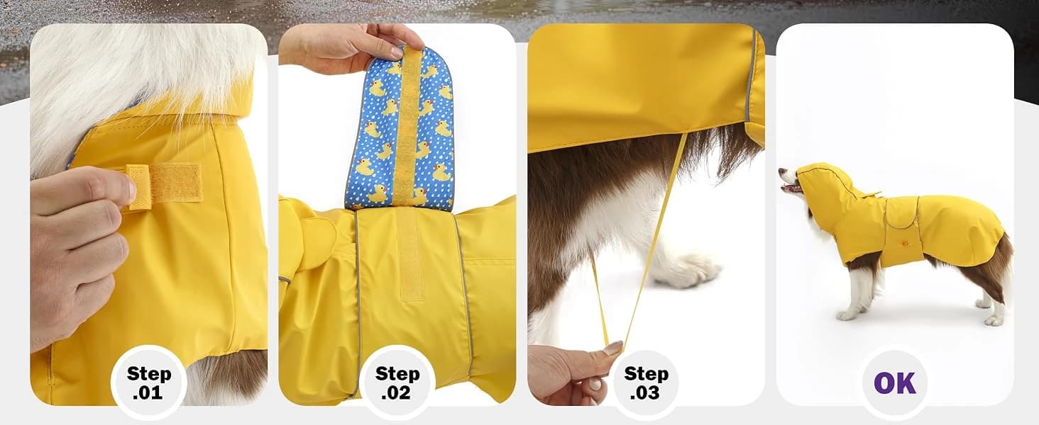Dog Raincoat Waterproof Dog Rain Jacket for Small to 3X-Large Dogs — M — product details
