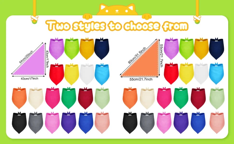 20 Pcs Plain Dog Bandana Bulk for Puppy Dog — product details