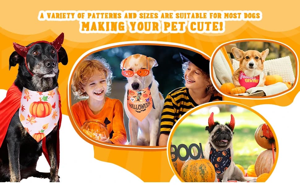 12 Pcs Holiday Dog Bandanas Bulk — Halloween Dog Bandanas — product details