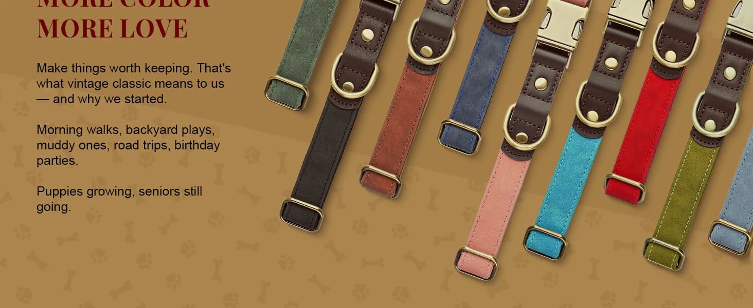 PU Leather Dog Collar for Medium Dogs — Soft Nylon Lining — product details