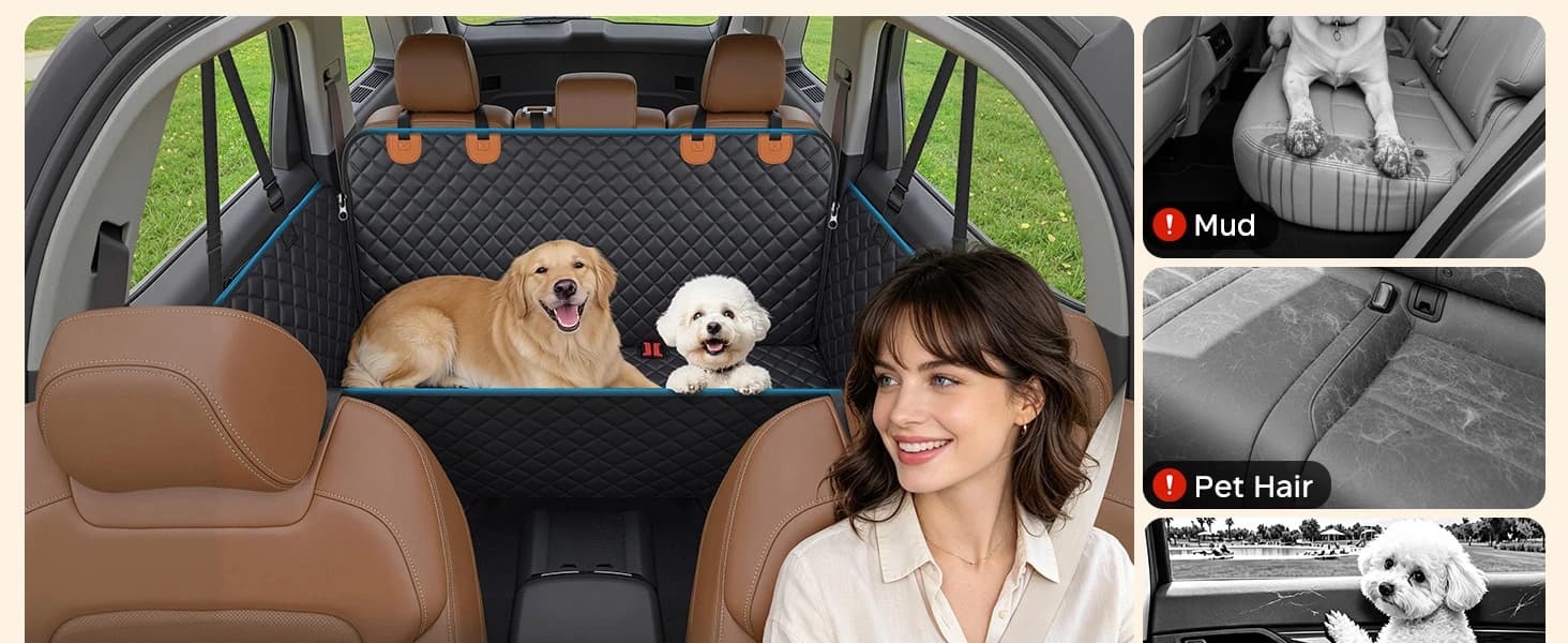 Dog Car Seat Cover for Back Seat โ 100% Waterproof Hammock for Car โ product details
