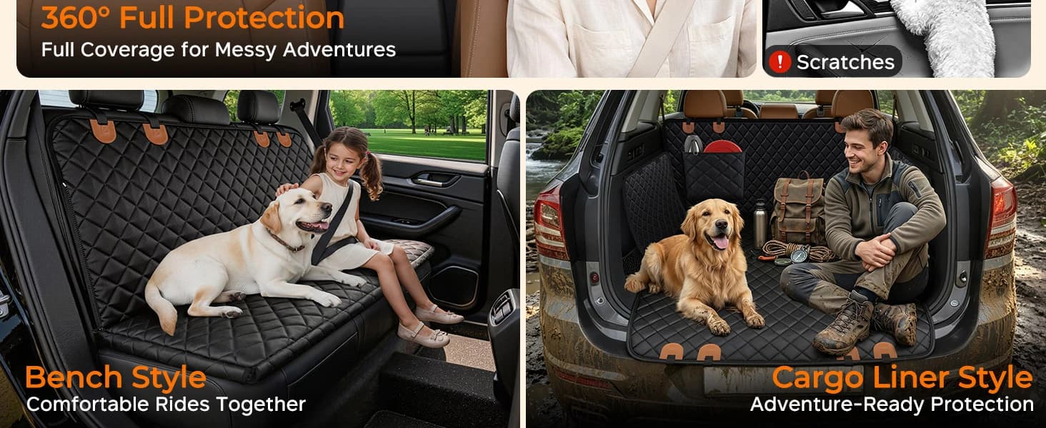 Dog Car Seat Cover for Back Seat โ 100% Waterproof Hammock for Car โ product details